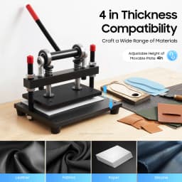 Manual Leather Cutting Machine 2T Press 10x6.3 inch Die Cutter for Leather Fabric Rubber with Adjustable Stroke 0-4 inch