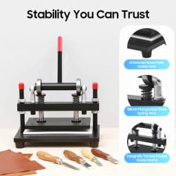 Manual Leather Cutting Machine 2T Press 10x6.3 inch Die Cutter for Leather Fabric Rubber with Adjustable Stroke 0-4 inch
