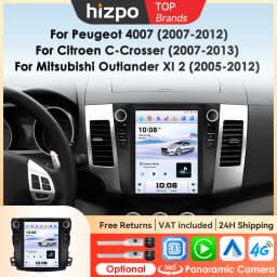 Hizpo For Tesla Style Stereos for Citroen C-Crosser Peugeot 4007 Mitsubishi Outlander XL 2 2005 - 2011 Carplay Android Car Radio