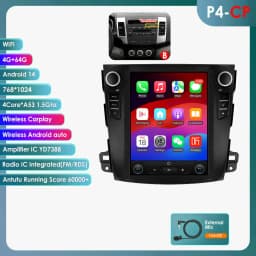 Hizpo For Tesla Style Stereos for Citroen C-Crosser Peugeot 4007 Mitsubishi Outlander XL 2 2005 - 2011 Carplay Android Car Radio