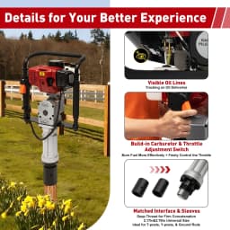 1900W 52CC T Post Pounder Driver Heavy Duty Gasoline Gas Powered T-Post Driver,Fence Farm Push Pile Gasoline Engine Kit