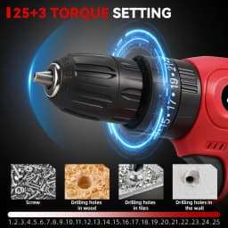 ONEVAN 25+3 Torque Electric Impact Drill 2 Speed Adjustable Cordless Electric Screwdriver Power Tool For Makita 18V Battery Pin