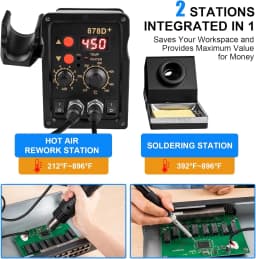 878D Soldering Station 2 IN 1 Hot Air Gun LCD Dual Digital Display Electric Soldering Iron SMD Welding Rework Station