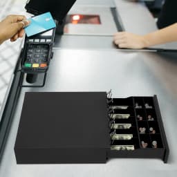 Cash Drawer, Cash Drawer W/ 5 Compartments for Banknotes and 8 for Coins, for Hotels, Supermarkets, Shopping Malls, Pharmacies
