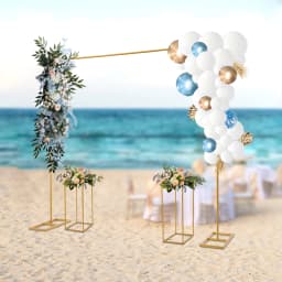 Gold 2x2m Frame with 2pcs 26.5x26.5x60cm Flower Holders, Wedding Arch, Wedding Stand, Decor for Party Ceremony Event