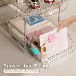Under Sink Pull Out Organizer Rack Stackable Transparent Space Saving PET Under Sink Storage Shelf for Bathroom Kitchen