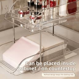 Under Sink Pull Out Organizer Rack Stackable Transparent Space Saving PET Under Sink Storage Shelf for Bathroom Kitchen