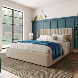 Rosahqnda Double Bed with Hydraulic storage system,large Storage space,Upholstered Linen headbroad,modren & Popularity,for youth