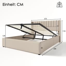 Rosahqnda Double Bed with Hydraulic storage system,large Storage space,Upholstered Linen headbroad,modren & Popularity,for youth