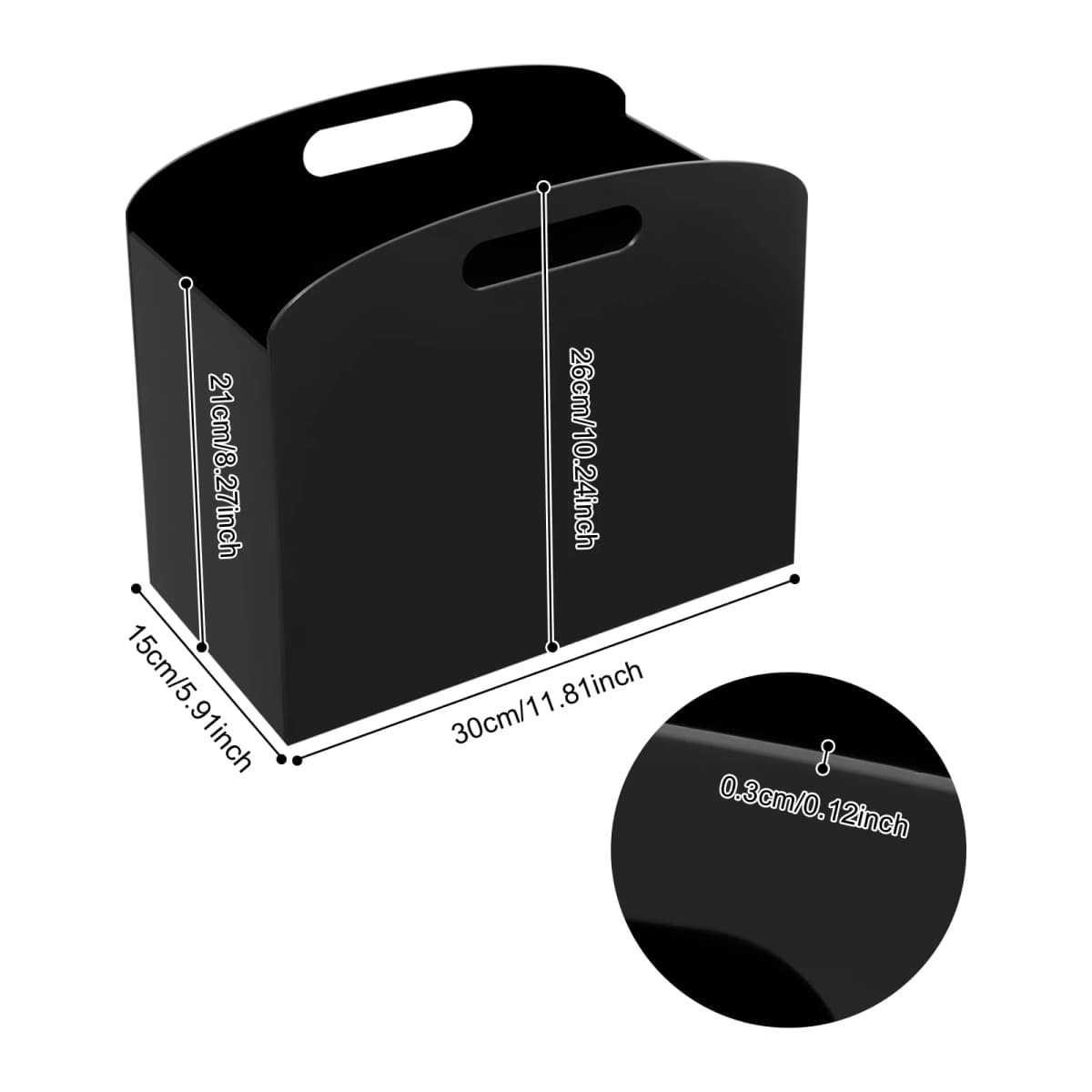Newspaper Stand, Magazine Stand Acrylic with Handles, Magazine Holder, File Storage Box 11.81*5.91*10.24 Inch