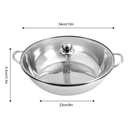 Divided Hot Pot,Stainless Steel Polished Rustproof Cookware Fast Heating Compatible with All Stoves for Gathering Daily Cooking