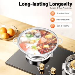 Divided Hot Pot,Stainless Steel Polished Rustproof Cookware Fast Heating Compatible with All Stoves for Gathering Daily Cooking