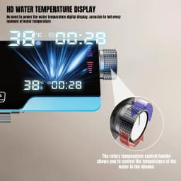 Black Shower Set Bathroom Hot and Cold Mixer Shower Mixer LED Digital Ambient Light Bathtub Wall Mounted Grey Shower System