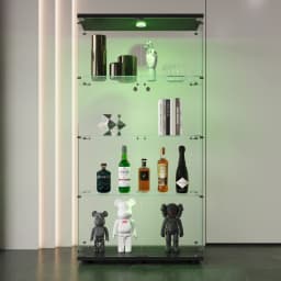 Anajqaqia Glass Display Case, 2 Doors, 4 Shelves, with LED Lights, 80.49 X 36.49 X 163.9 cm, Black