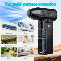Violent Fan Featuring Four Blower Nozzles, a 100-Speed Sliding Adjustment, LED Lights, a Rechargeable Blowe