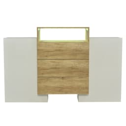 PINGGO Modern Sideboard High Gloss White Wood Color Chest of Drawers Multicolored LED Light Effects Stylish Storage Solution