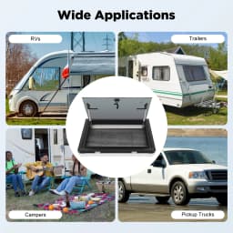RV Push Out Window 65° Opening Tempered Glass RV Window for Camper Van Caravan with Screen Lockable Handle 23.62x17.72in