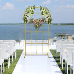 2x1m Gold Metal Wedding Arches, Wedding Arch Backdrop Stand for Ceremony Gold Balloon Arch Stand for Weddings, Birthday Parties