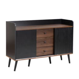 PINGGO Modern Sideboard with Three Drawers Wood Color Storage Rack for Bedroom And Living Room Pear Design