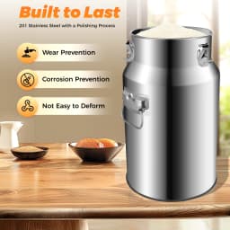 18L 201 Stainless Steel Bucket with Lid 4 76Gal Capacity Container for Beer Water Oil Storage Restaurant Home Kitchen Camping