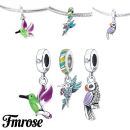 Fmrose 925 Sterling Silver Parrot,Bird Pendant for Bracelets and Necklaces Original DIY Jewelry Making for Women