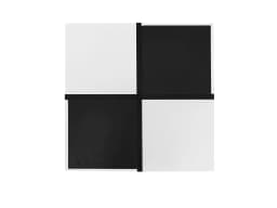 PINGGO Modern High-Gloss Coffee Table Black/White 2 Soft-Close Drawers 70x70x35.5cm Square Design Living Room Storage Table