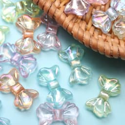 30pcs 8.7*15mm Transparent AB Small Bowknot Shiny Beads DIY Necklace Keychain Material Creative Making Jewelry Accessories