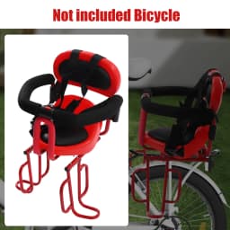 Kids Rear Bike Seat,6 Months-6 Years Red Padded Leather Steel Frame,Safety Harness U-Guardrail with Footrests for Most Bicycles