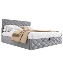 Komhtom Grey Hydraulic Upholstered Bed 140X200Cm Simple Elegant Design Storage Slatted