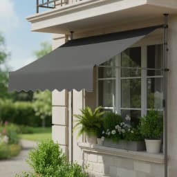 Patio Awning Retractable Awning Sunshade Shelter with Manual Crank Handle , Outdoor Yard Canopy Sunsetter Deck UV50+ Sun Shade