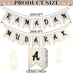 Eid Ramadan Decoration Mubarak Banner Wooden Decorations Rustic Bead Banner Eid Al-Fitr Party Decor Supplies For Home Decoration