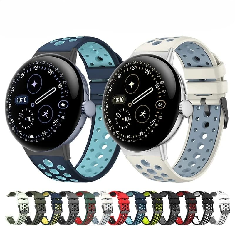 Two-color Band for Google Pixel Watch 4 41mm/45mm Mesh Strap with Breathable Holes Compatible with Google Pixel Watch 3 2 1