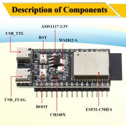 ESP32-C5-DevKitC-1 Development Board Dual-frequency 2.4G 5GHz WiFi Module with Pin N4 4MB Flash WIFI 6 CH340 30PIN ESP32 C5