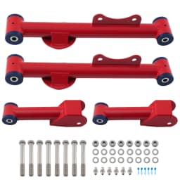Upper & Lower Rear Tubular Control Arms for Ford Mustang 79-04 Brand New Red w/ Bushings