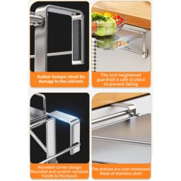 Stainless Steel Foldable Countertop Shelf for Kitchen Bathroom No-drill Hanging Cabinet Door Extension Storage Auxiliary Table