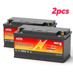MOSEWORTH 2pcs 12V 140Ah LiFePO4 Lithium Battery Built-in 100A Bluetooth BMS Deep Cycle LiFePO4 Battery for Trolling Motor RV