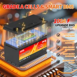 MOSEWORTH 2pcs 12V 140Ah LiFePO4 Lithium Battery Built-in 100A Bluetooth BMS Deep Cycle LiFePO4 Battery for Trolling Motor RV