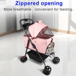 Foldable stroller for animals folding trolley for dog cat cup holder storage basket included wheels with brake fabric 600D Oxford steel 72x50x95 cm gray/black/blue/pink/Green