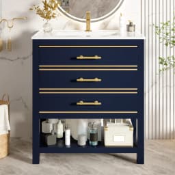 Freestanding Bathroom Vanity with Ceramic Sink High Quality Painted MDF Board Bathroom Storage Furniture No Faucet and Drain