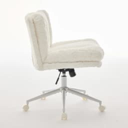 Artificial Rabbit Hair Office Chair Wider Seat Adjustable Swivel Desk Chair with Metal Base for Home Office