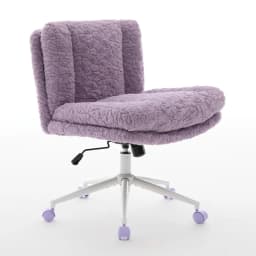 Artificial Rabbit Hair Office Chair Wider Seat Adjustable Swivel Desk Chair with Metal Base for Home Office