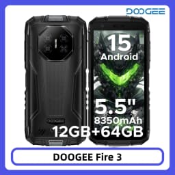 DOOGEE Fire 3 Rugged Phone 5.5" HD+ Display 12GB+64GB 8350mAh Battery 13MP Camera Widevine L1 NFC IP68 Android 15 Cell Phone