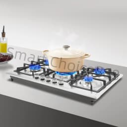 5-Burner Gas Stove Electronic Pulse Ignition Convertible Natural Gas to LPG Stainless Steel Cooktop for Home Restaurant