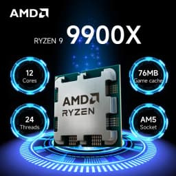AMD Ryzen 9 9900X New 12-Core 24-Thread R9 9900x 9000 Series DDR5 5.6 GHz L3=64M Game Cache Socket AM5TDP 120W but without fan