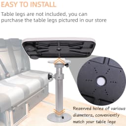 Removable Boat Table, 34X18 inch Rectangular Pontoon Boat Table Marine RV Table Top, Large Top with Built-in Cup Holders Phone