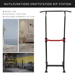 Multifunctional Dipstation Pull Up Power Station with Clamping Rod Training Dip Stands 150kg Load Capacity for Office/Gym