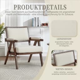 Mid-Century Modern Lounge Chair Fabric Upholstered Wooden Frame Single Sofa with Armrests for Home Office Living Room