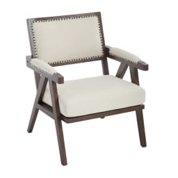 Mid-Century Modern Lounge Chair Fabric Upholstered Wooden Frame Single Sofa with Armrests for Home Office Living Room