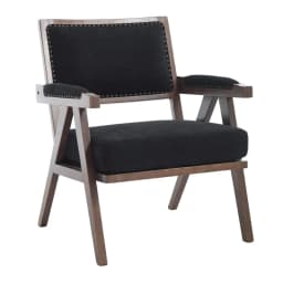 Mid-Century Modern Lounge Chair Fabric Upholstered Wooden Frame Single Sofa with Armrests for Home Office Living Room