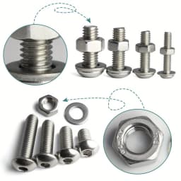 1059 screw, nut, and bolt combination kit, including round head screws, cross head bolts, with box